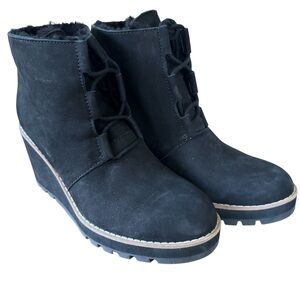Eileen Fisher Alpine Boots Booties Wedge Black Size 8.5